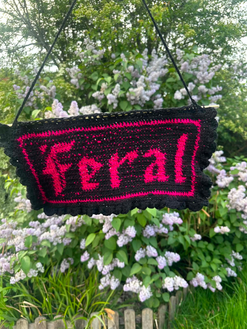 Handmade Crochet “Feral” Wall Hanging